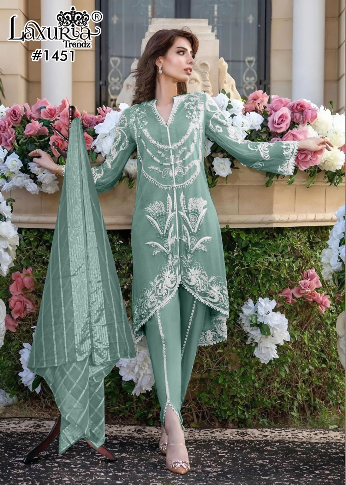 Laxuria Trendz 1451 Faux Georgette Pakistani Readymade Suits Wholesale Shop In Surat